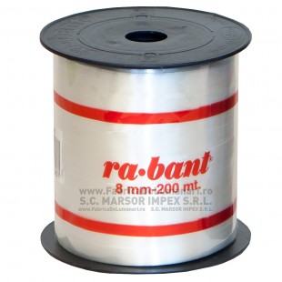 Rolă rabant poliester argintiu 8 mm × 200 m pentru flori